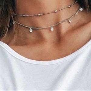 Silver Dotted Layered Choker